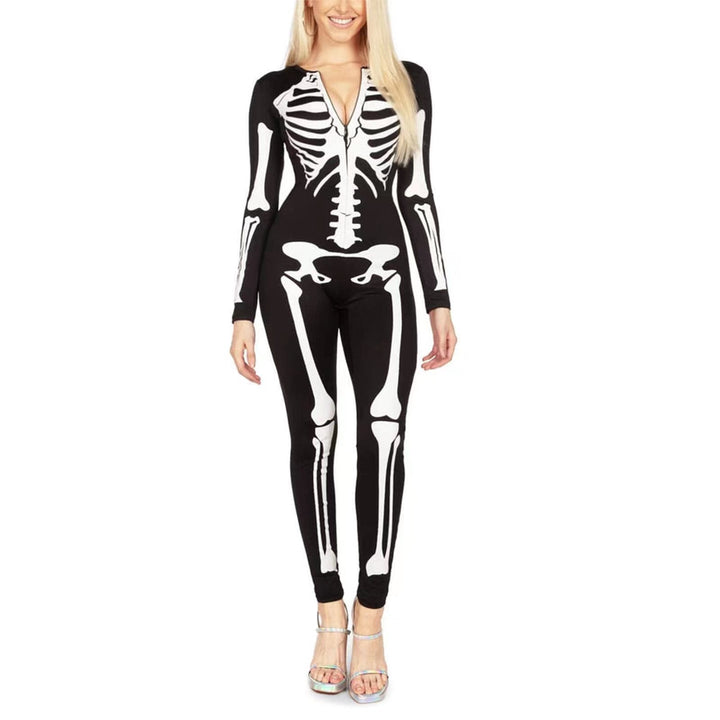 Halloween Skeleton Print Costume Outfit