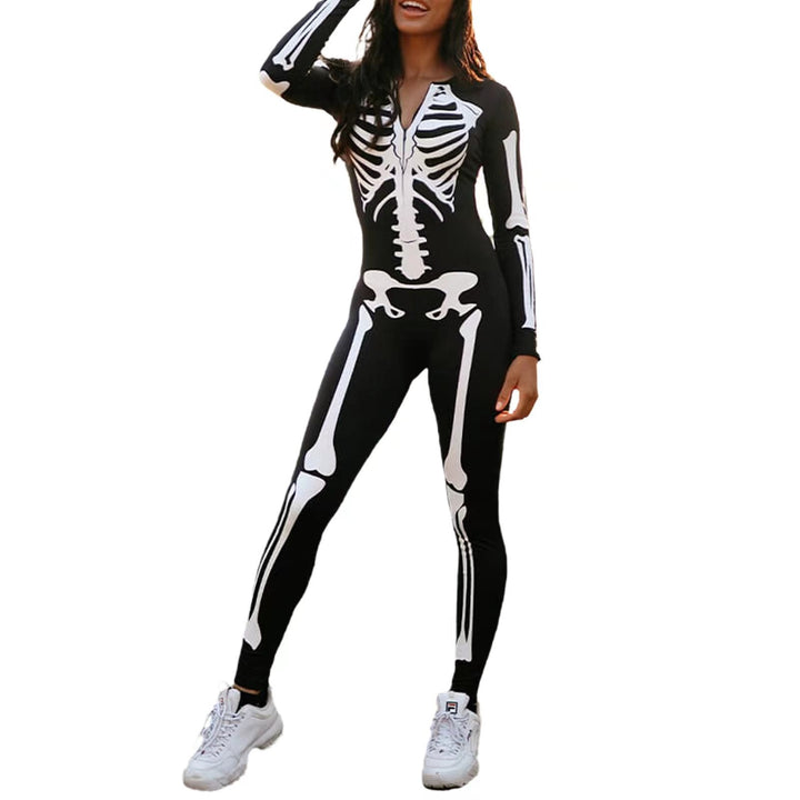 Halloween Skeleton Print Costume Outfit