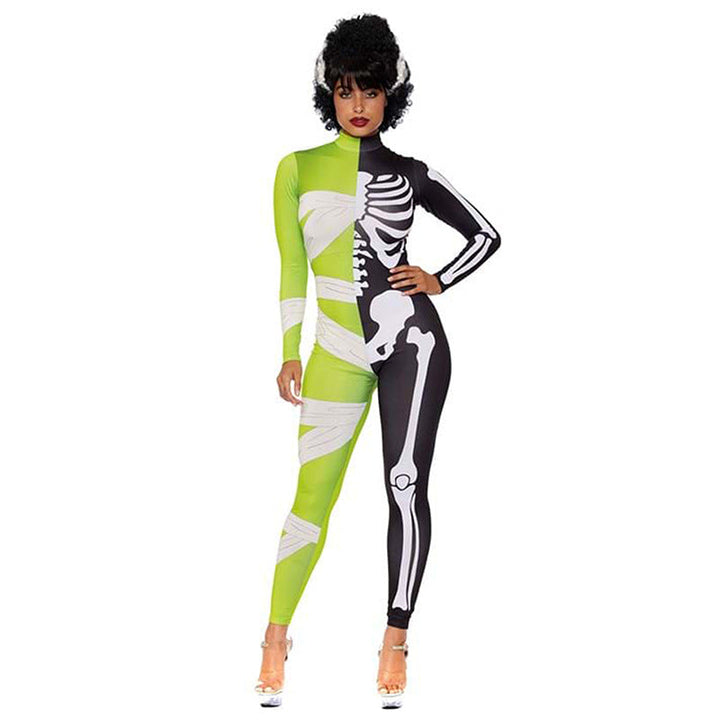 Half Skeleton Mummy Halloween Costume Duo