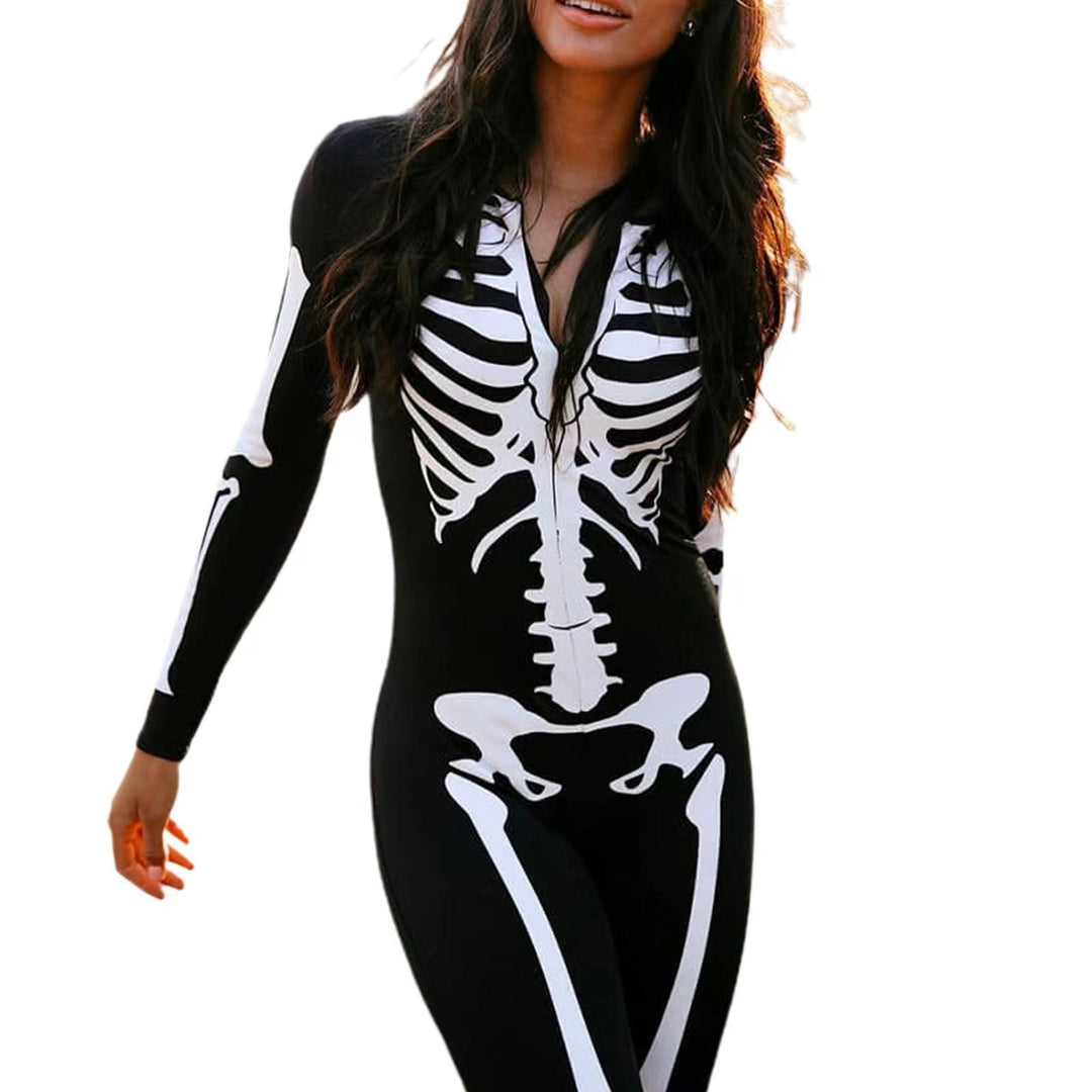 Halloween Skeleton Print Costume Outfit