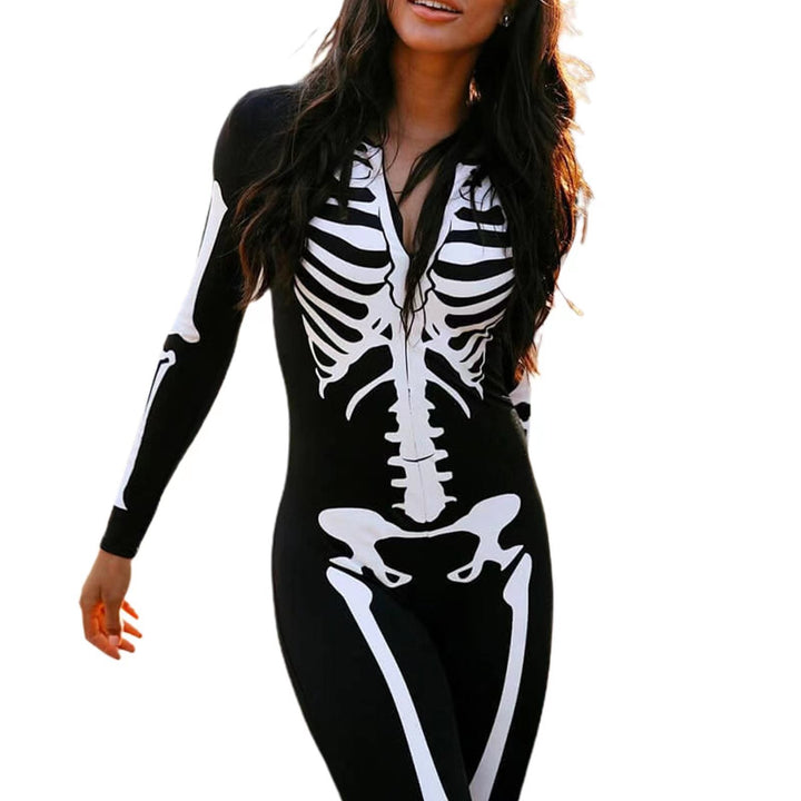 Halloween Skeleton Print Costume Outfit