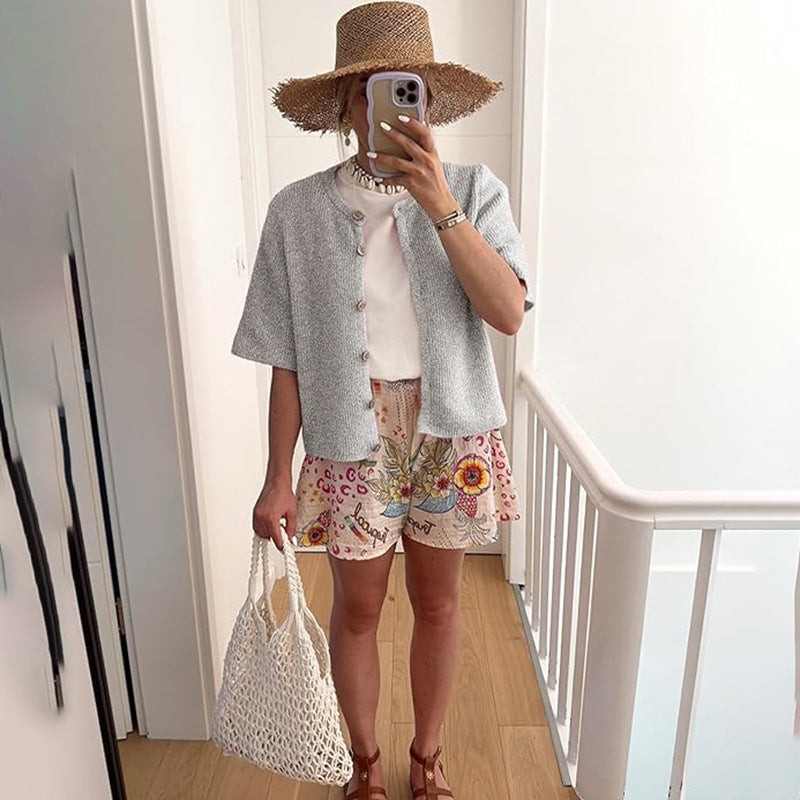 Women's short-sleeve cardigan
