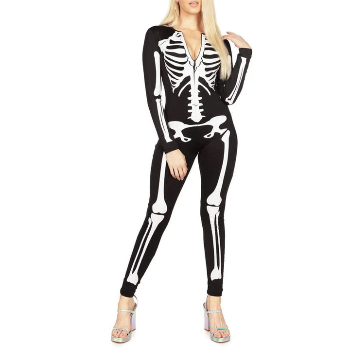 Halloween Skeleton Print Costume Outfit