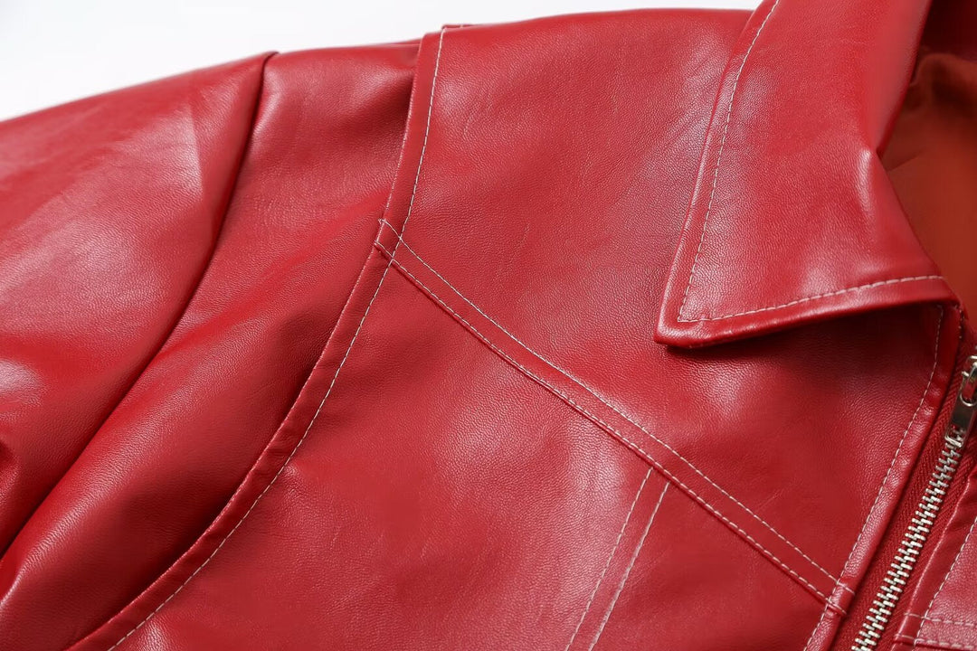 Women's faux leather bomber jacket