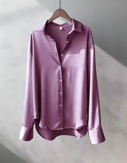 Olive Satin Blouse with Elegant Sheen