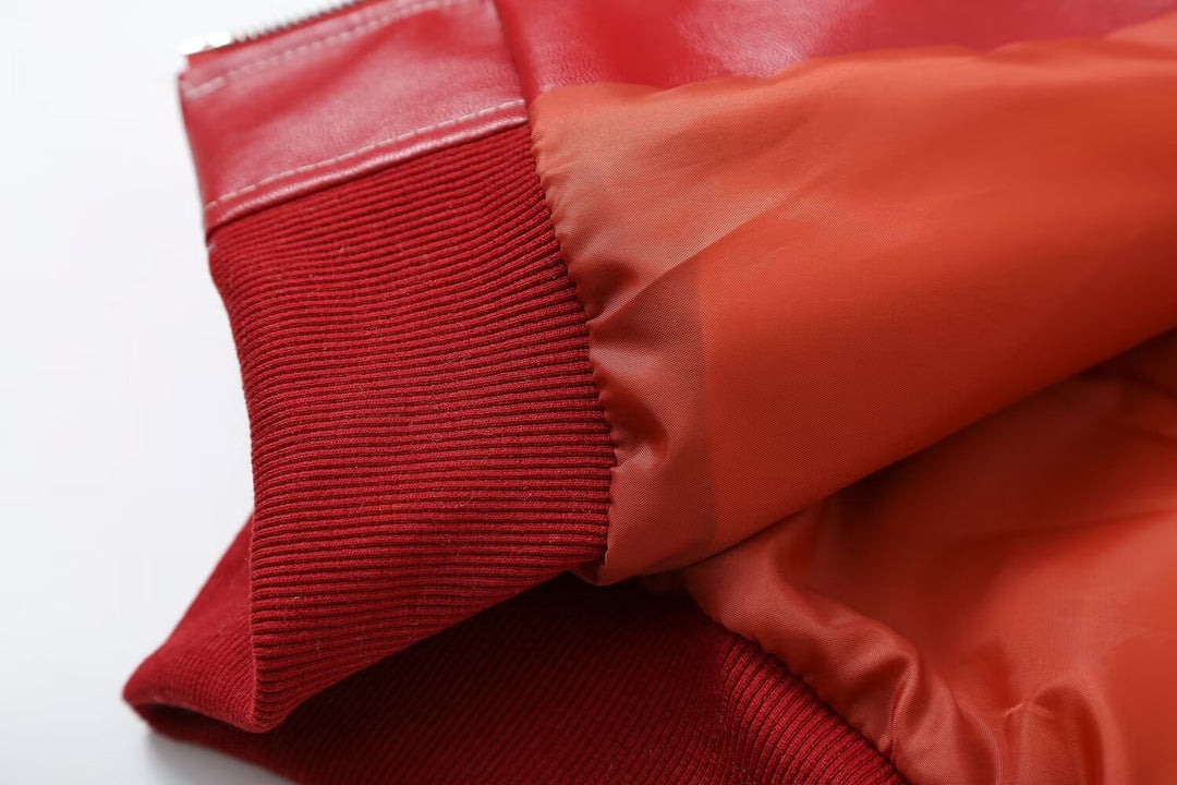 Women's faux leather bomber jacket