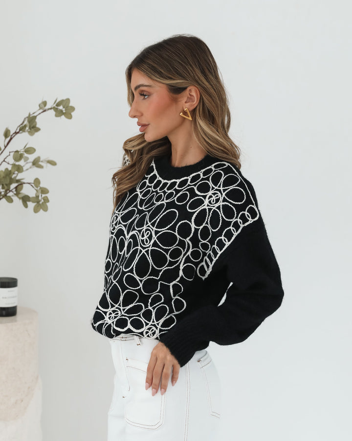 Roanne Knit - Black Print