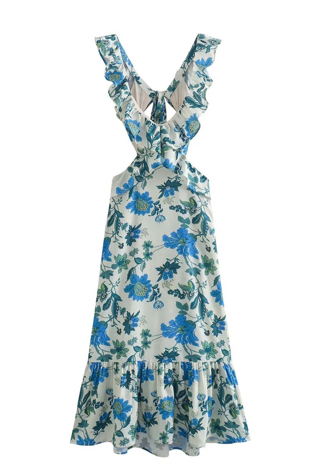Elegant Sleeveless Maxi Dress with Ruffle Straps