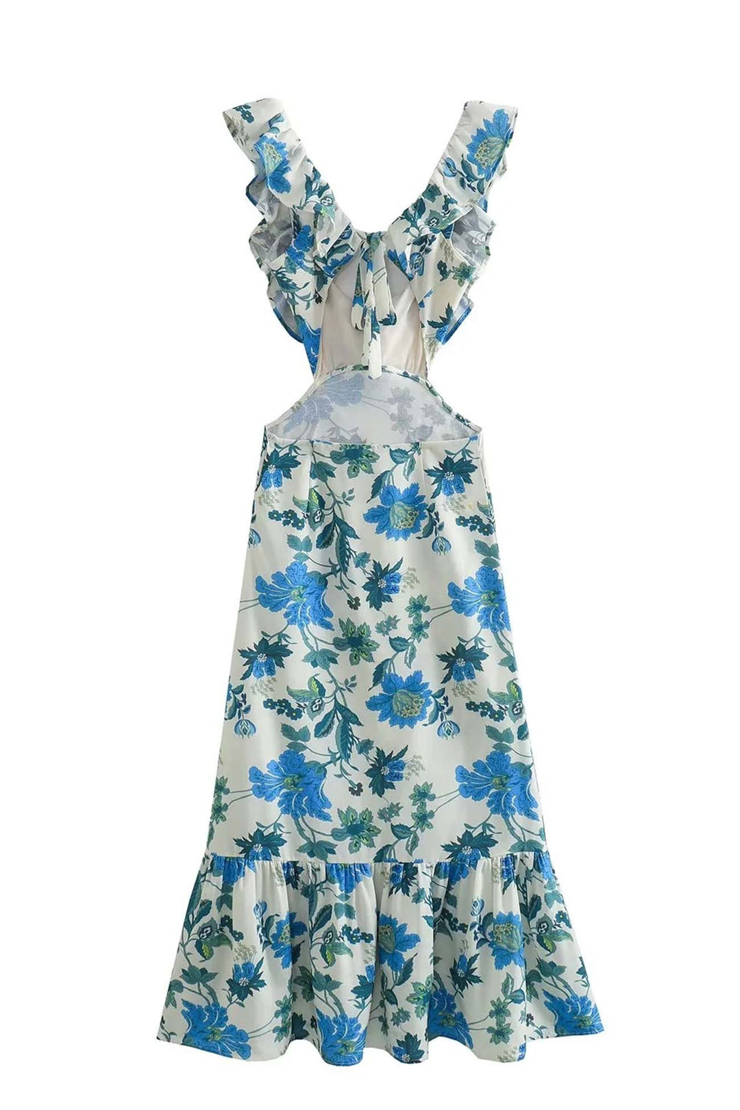 Elegant Sleeveless Maxi Dress with Ruffle Straps