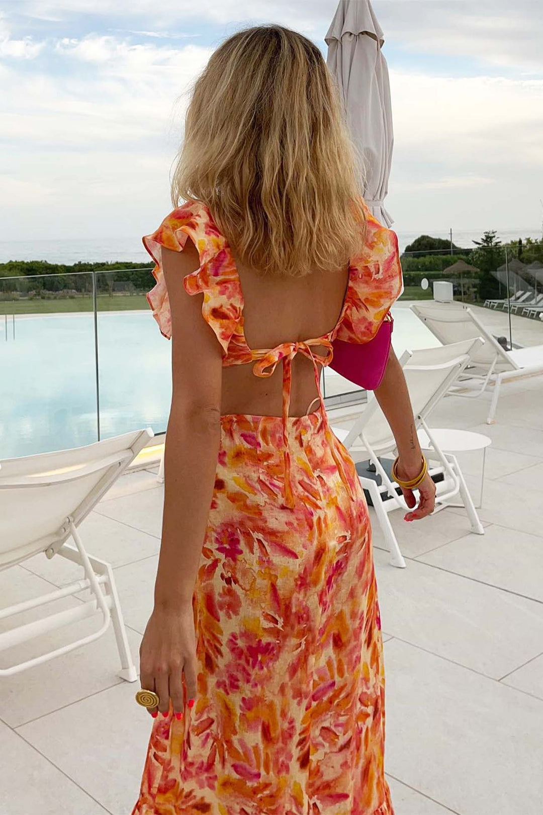 Elegant Sleeveless Maxi Dress with Ruffle Straps