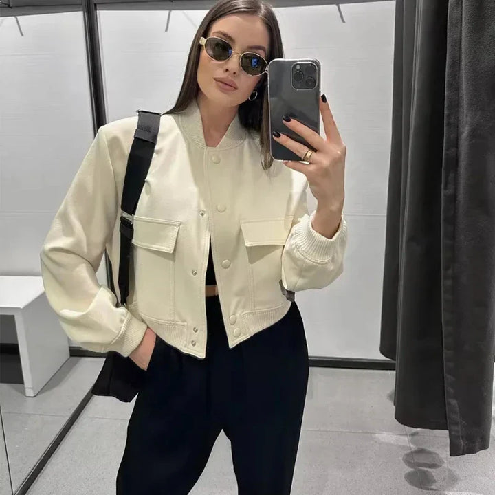 Women's minimalist bomber jacket