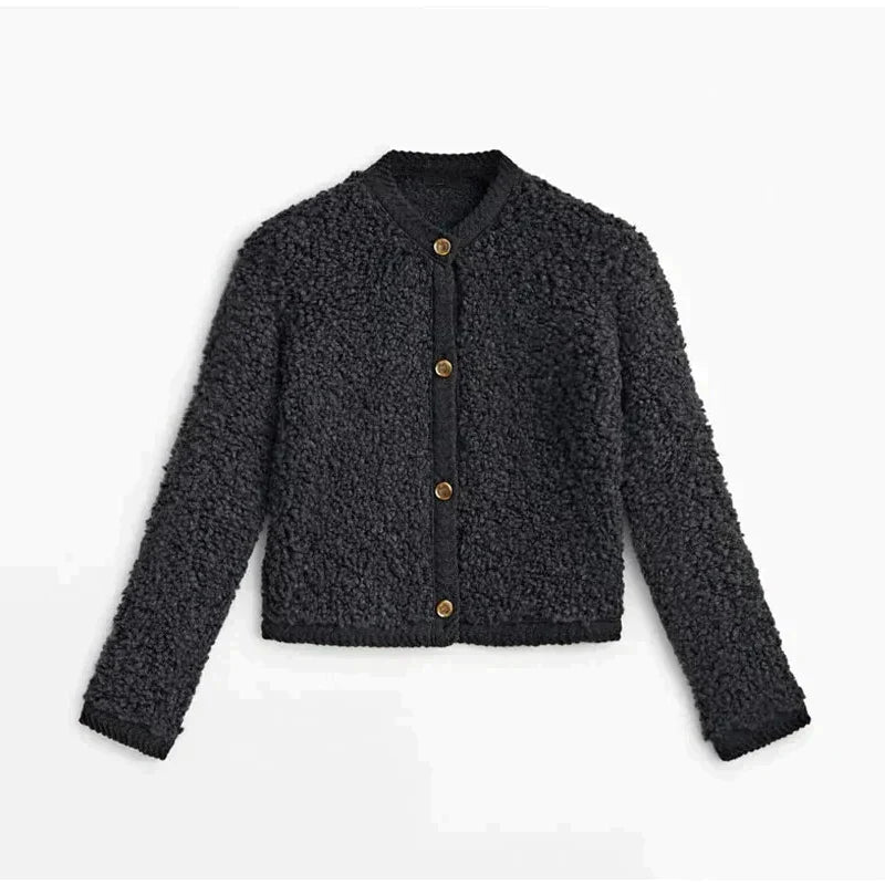 Women's cozy sherpa button-up cardigan