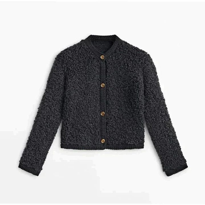 Women's cozy sherpa button-up cardigan