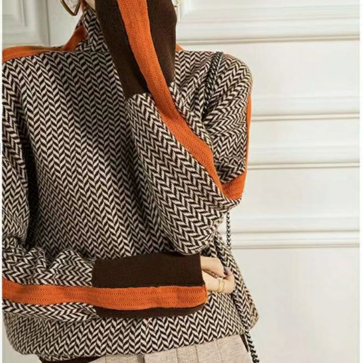 Women's houndstooth turtleneck sweater