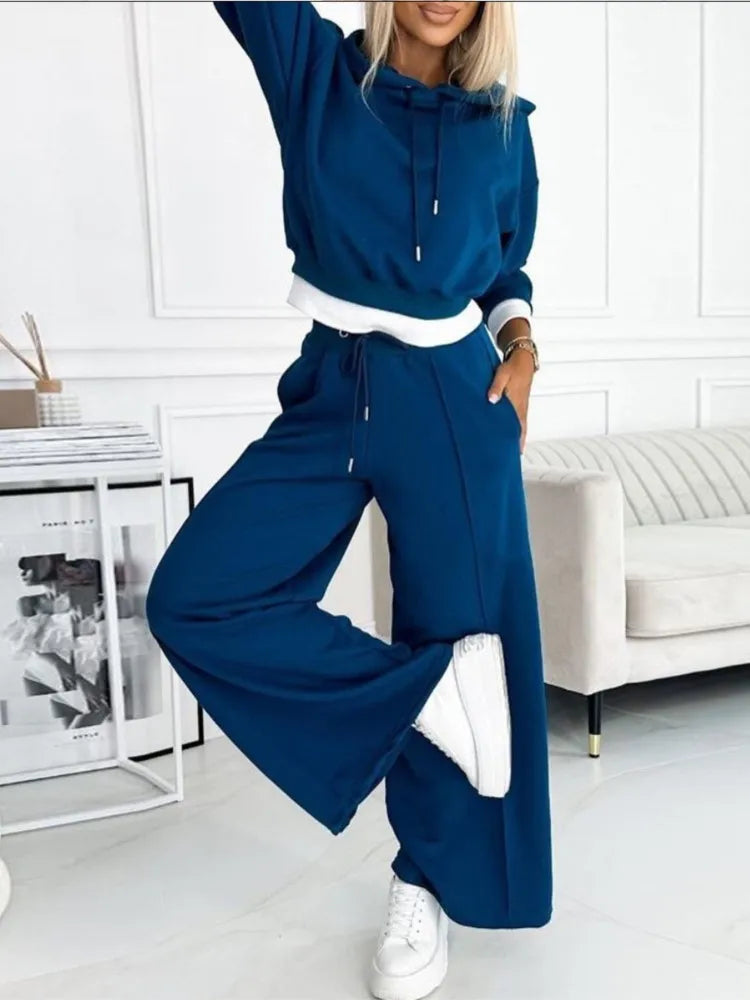Women's Classic Hoodie and Wide-Leg Pants Set
