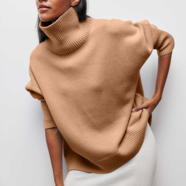 Women's cozy oversized turtleneck sweater