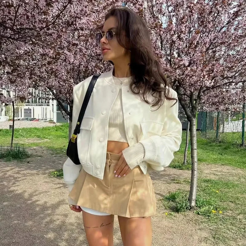 Women's minimalist bomber jacket