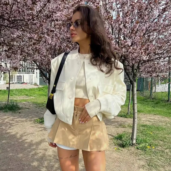Women's minimalist bomber jacket