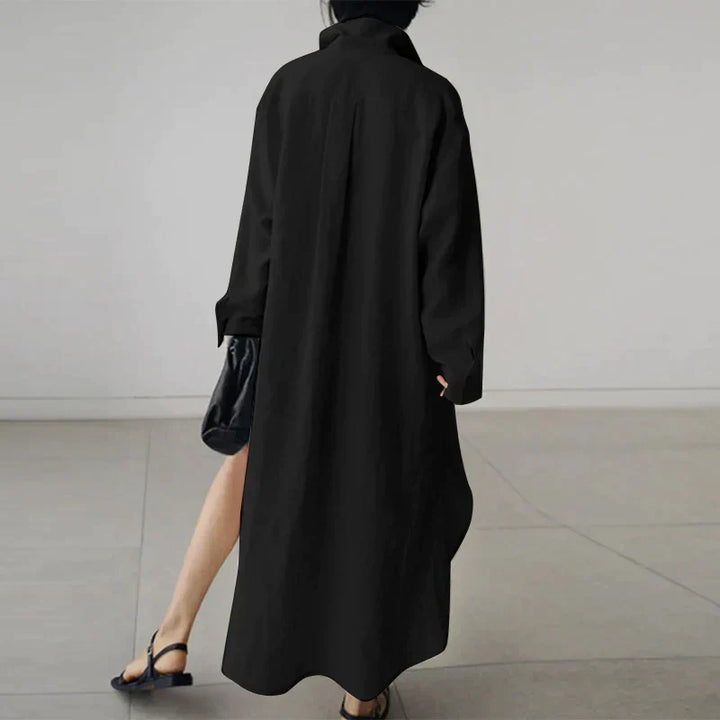 Women's Button-Up Shirt Dress with Slit