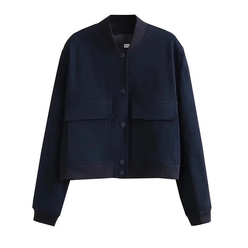 Women's minimalist bomber jacket