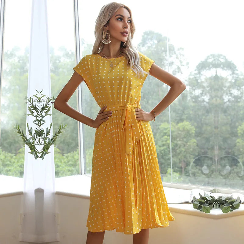 Floral Dress with Polka Dot Accents