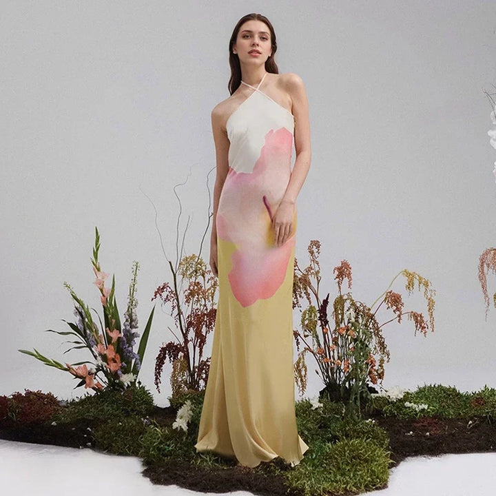 Elegant Floral One-Shoulder Maxi Dress