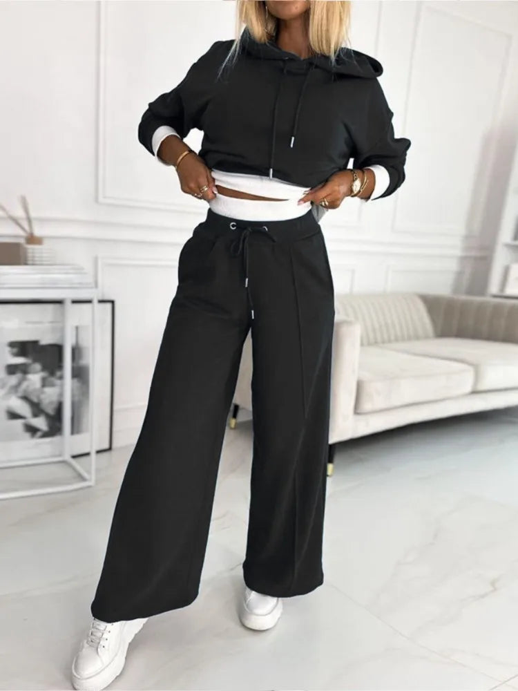 Women's Classic Hoodie and Wide-Leg Pants Set