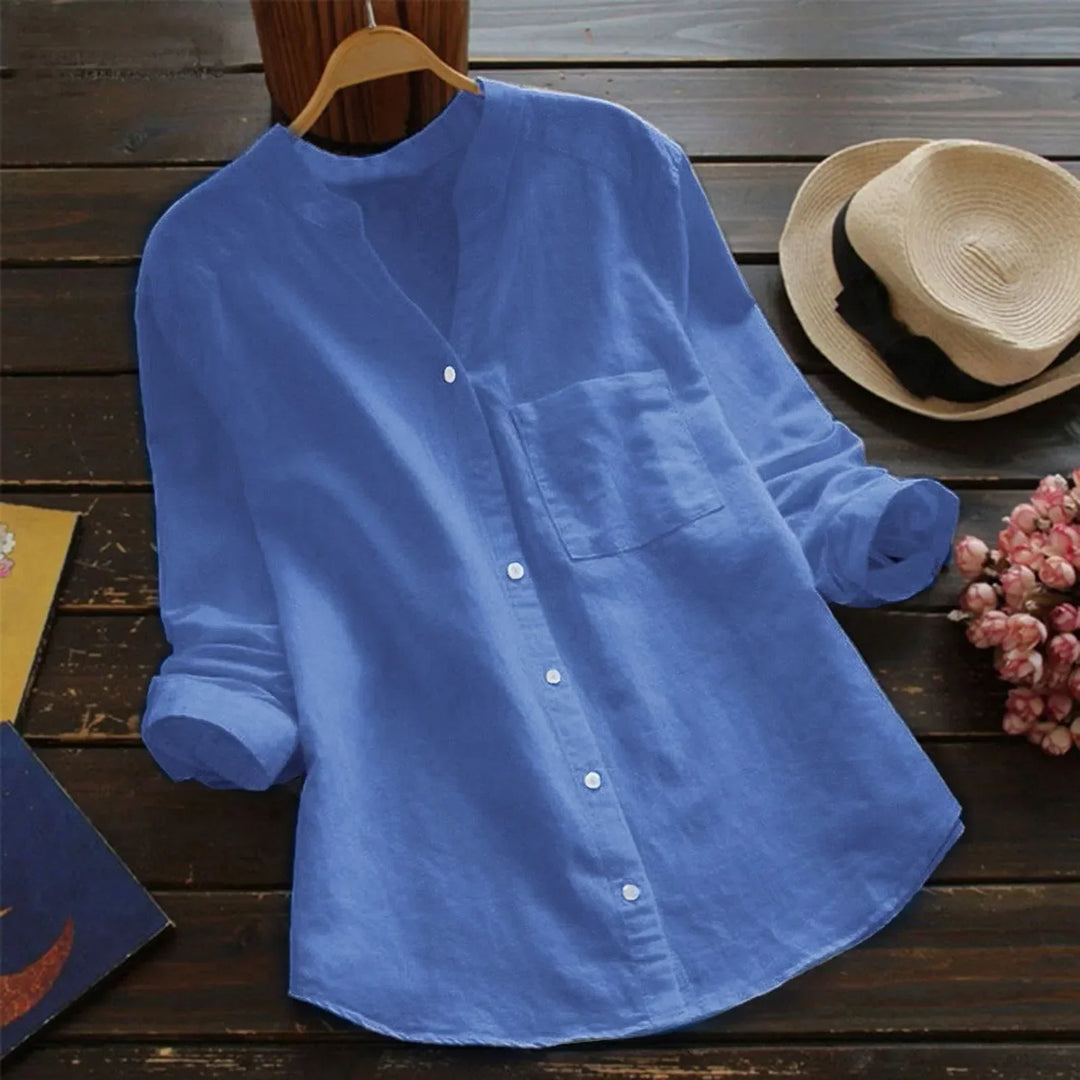 Women's casual button-down linen shirt