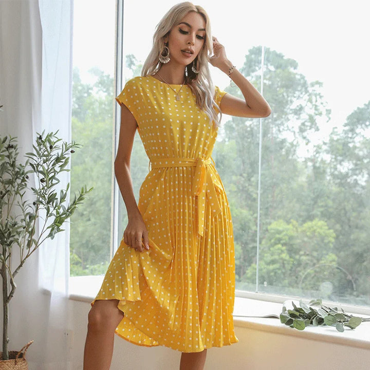 Floral Dress with Polka Dot Accents
