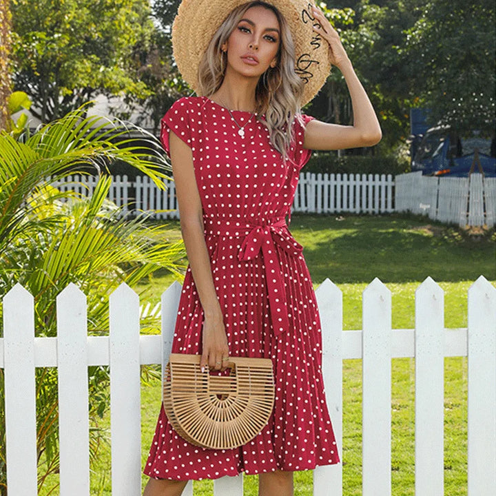 Floral Dress with Polka Dot Accents