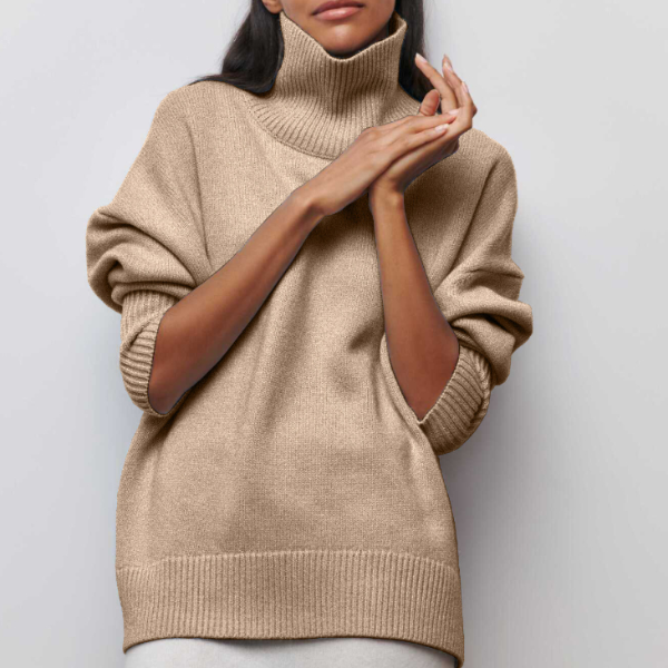 Women's cozy oversized turtleneck sweater