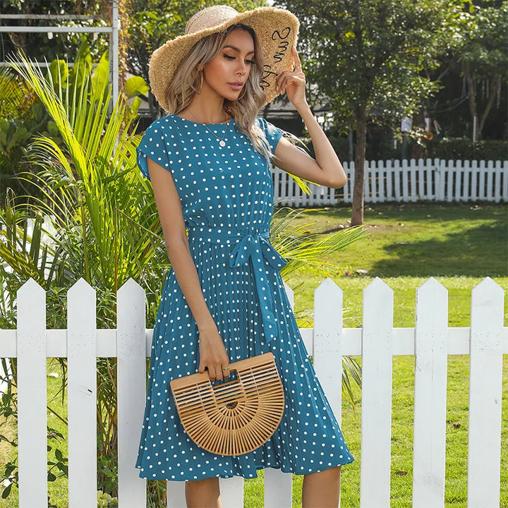 Floral Dress with Polka Dot Accents