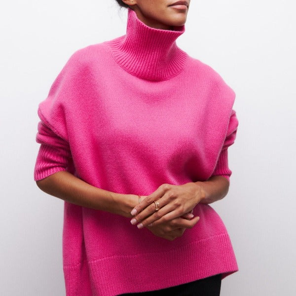 Women's cozy oversized turtleneck sweater