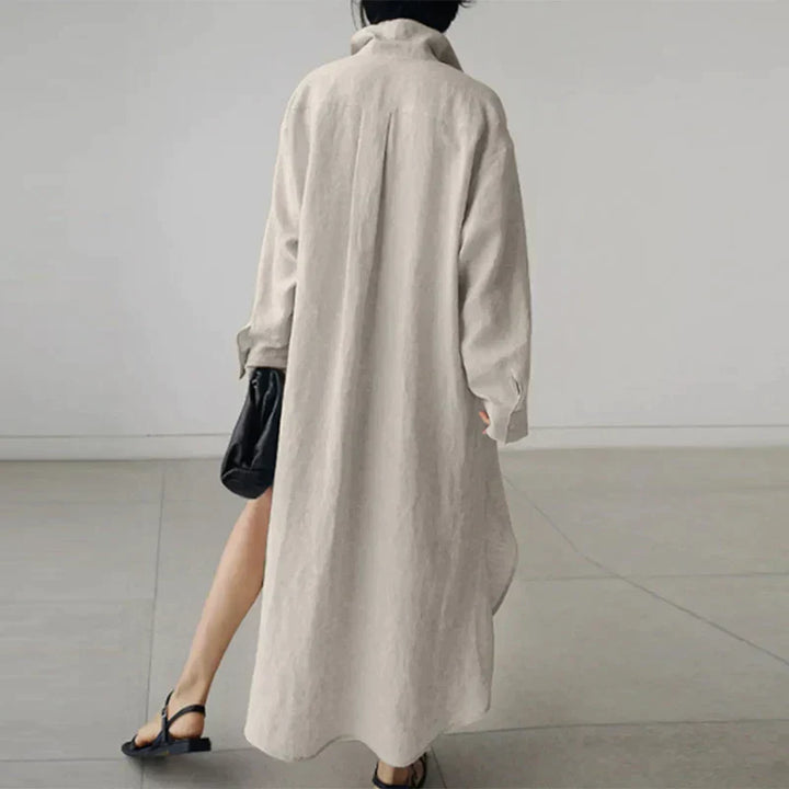 Women's Button-Up Shirt Dress with Slit