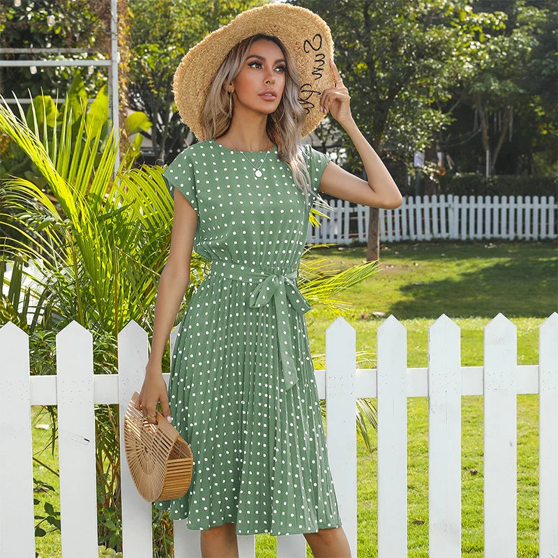 Floral Dress with Polka Dot Accents