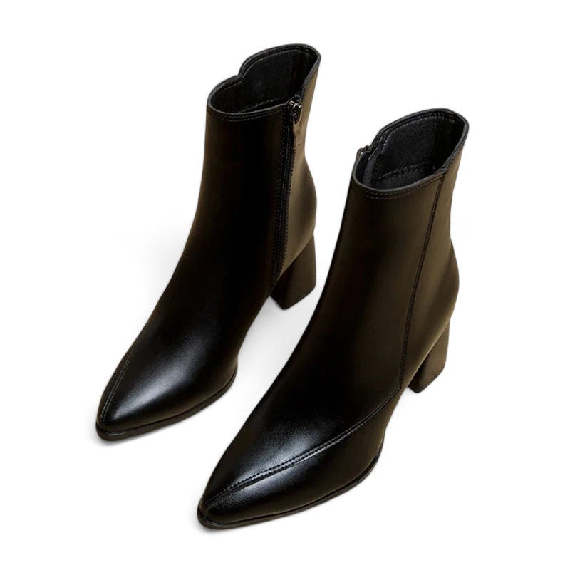 Women's trendy chunky heel boots with pointed toe and waterproof platform