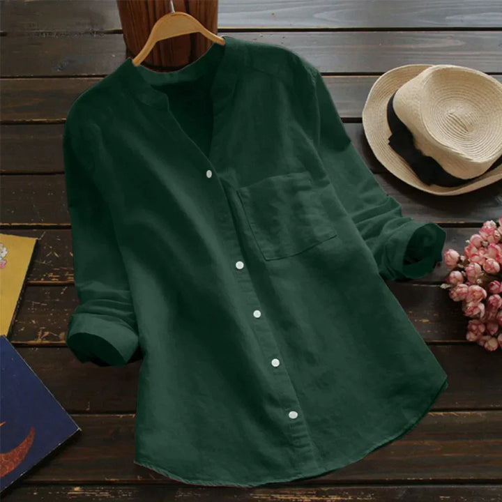 Women's casual button-down linen shirt