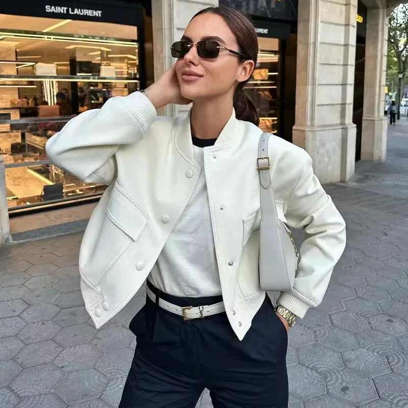 Women's minimalist bomber jacket