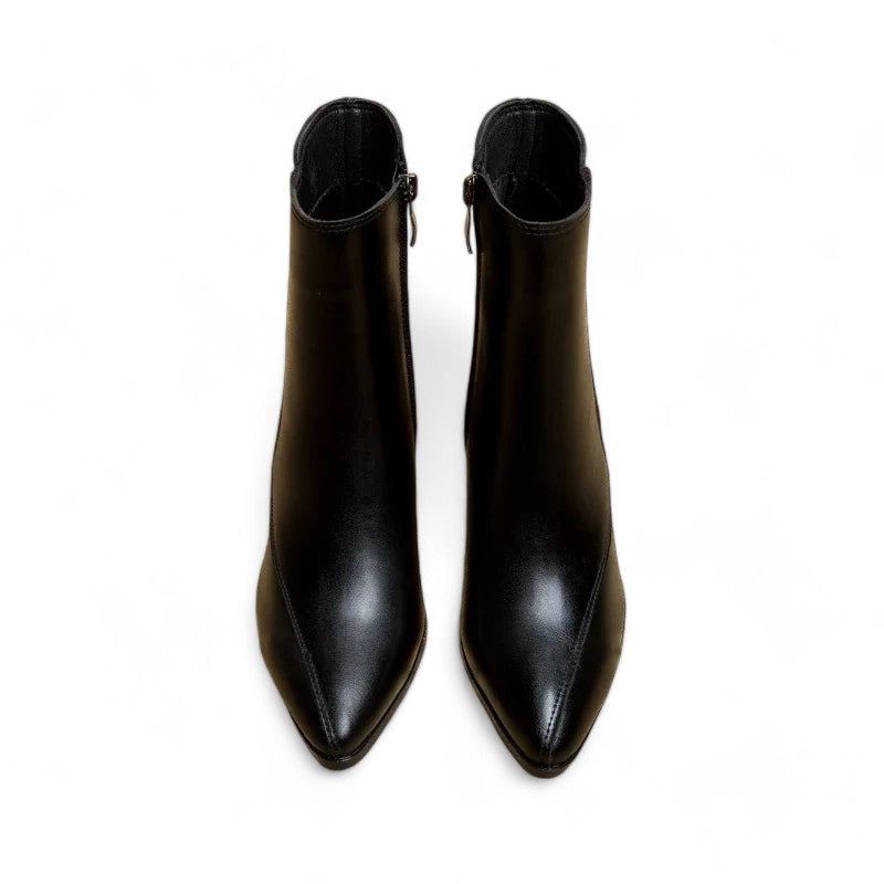 Women's trendy chunky heel boots with pointed toe and waterproof platform