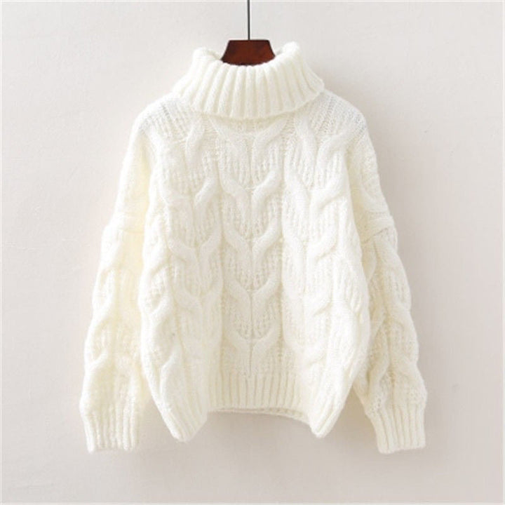 Warm and comfortable sweater with cable knit details for women