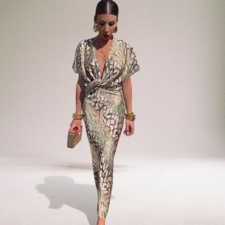 Elegant Women's Maxi Dress with V-neck
