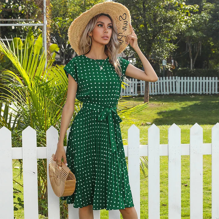 Floral Dress with Polka Dot Accents
