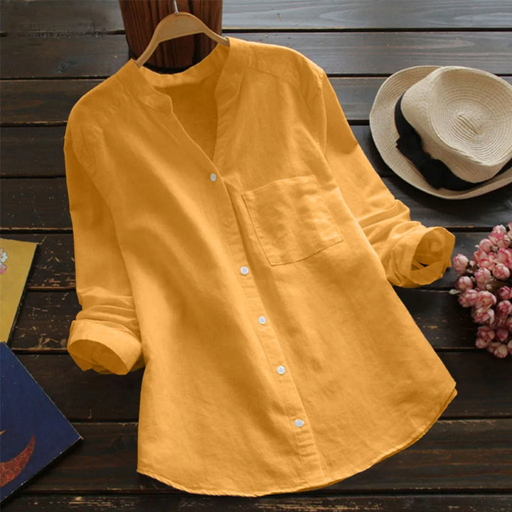 Women's casual button-down linen shirt