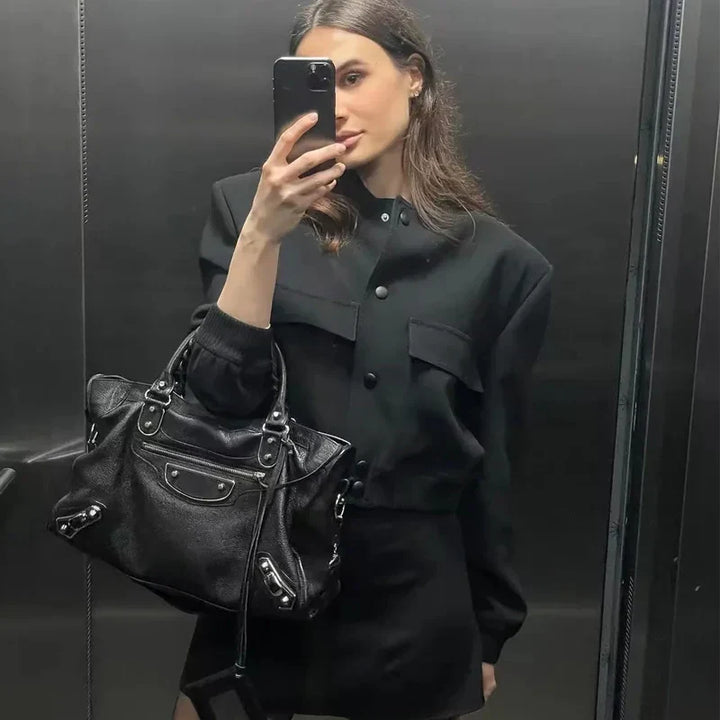 Women's minimalist bomber jacket