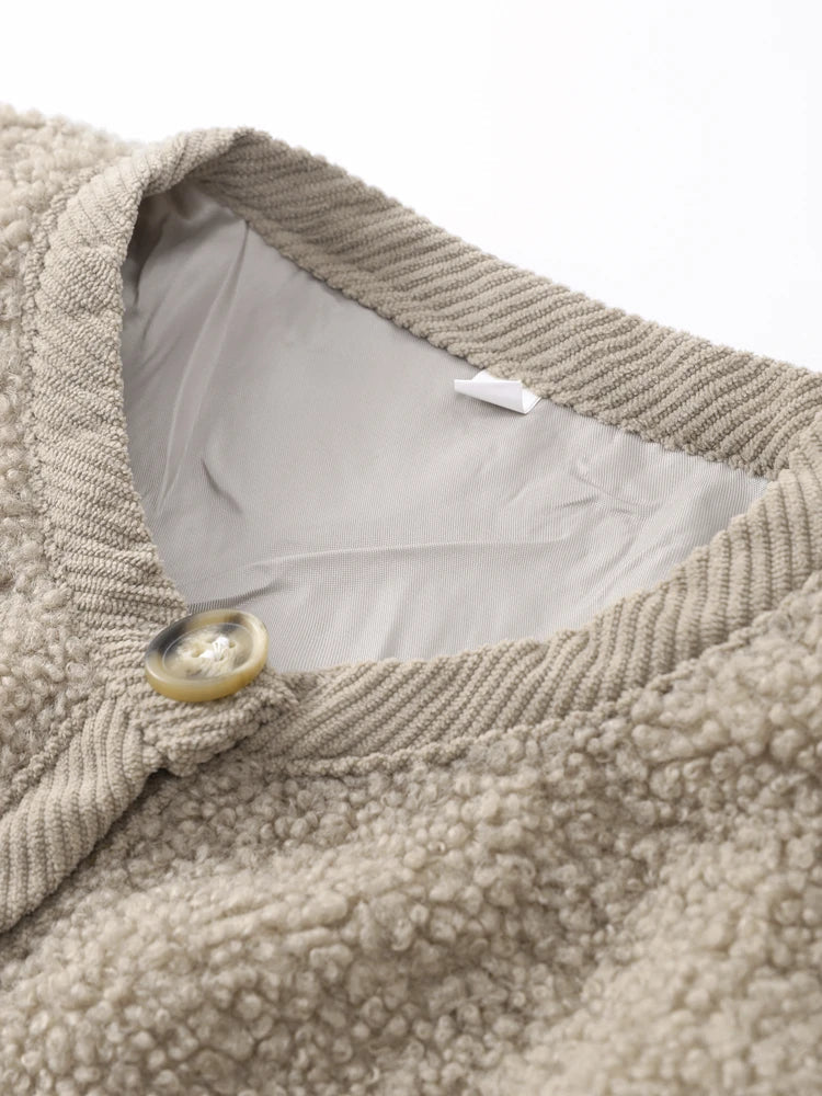Women's cozy sherpa button-up cardigan