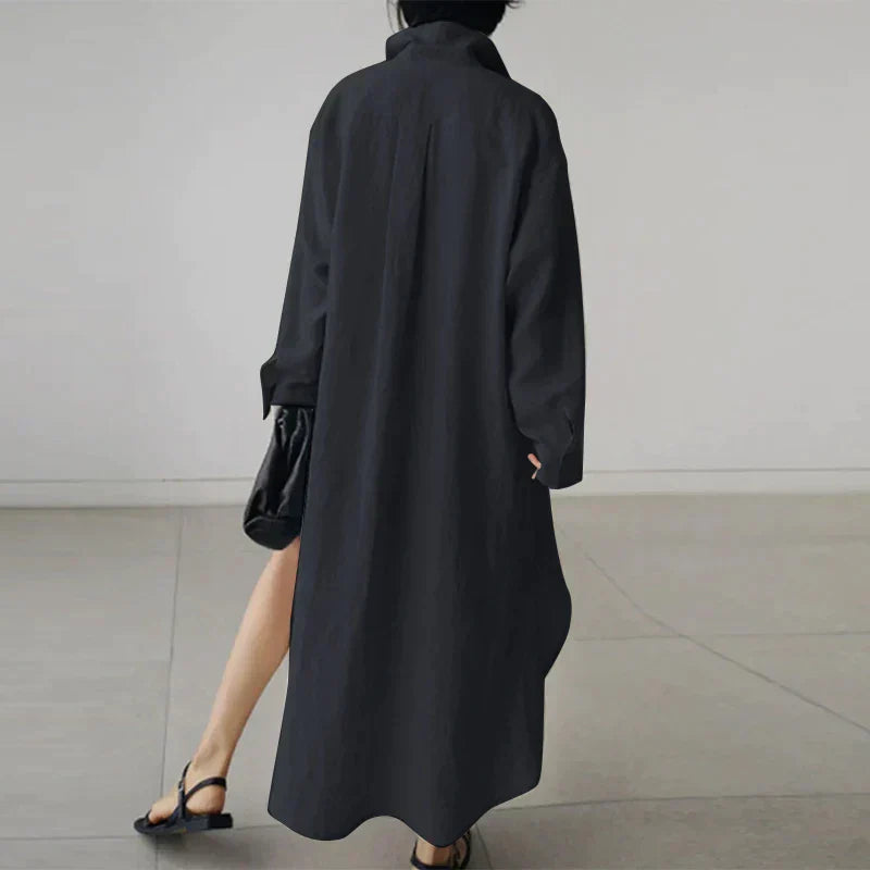 Women's Button-Up Shirt Dress with Slit