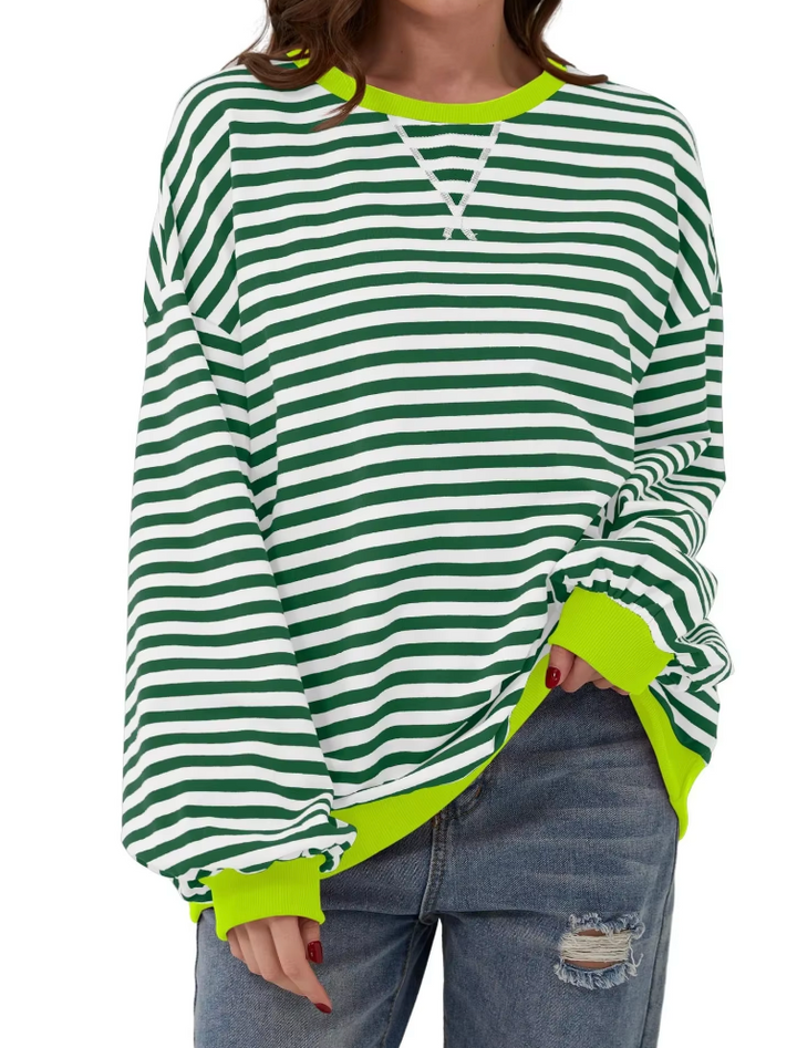 Women's striped oversized sweatshirt for casual chic