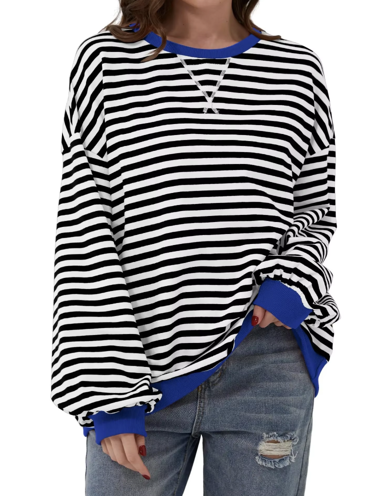 Women's striped oversized sweatshirt for casual chic