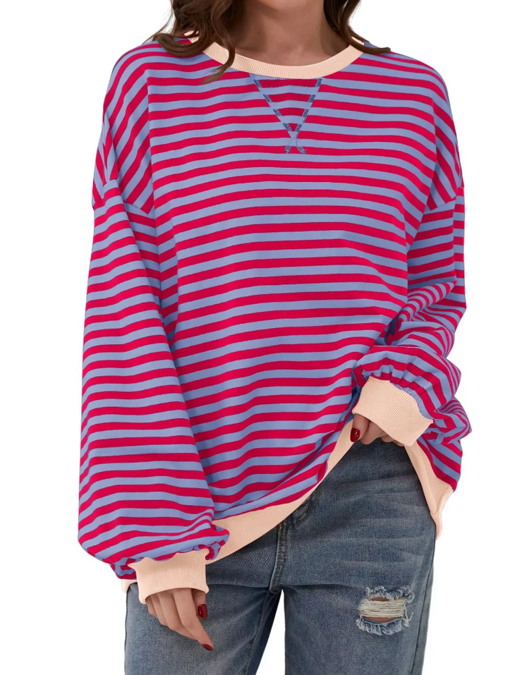 Women's striped oversized sweatshirt for casual chic