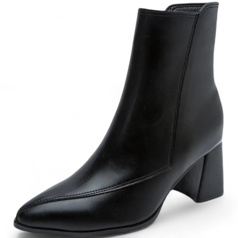 Women's trendy chunky heel boots with pointed toe and waterproof platform